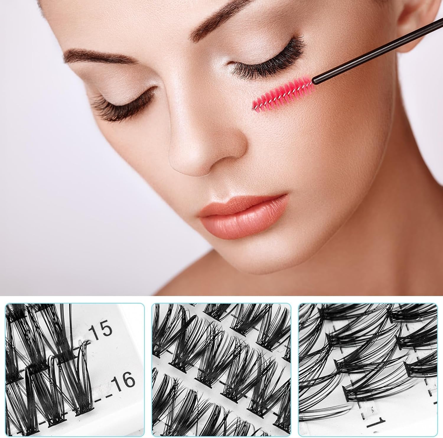 30D & 40D Wispy Lash Clusters (9-16mm) - DIY Natural D Curl Lash Extensions, 280 Pieces for Home Use
