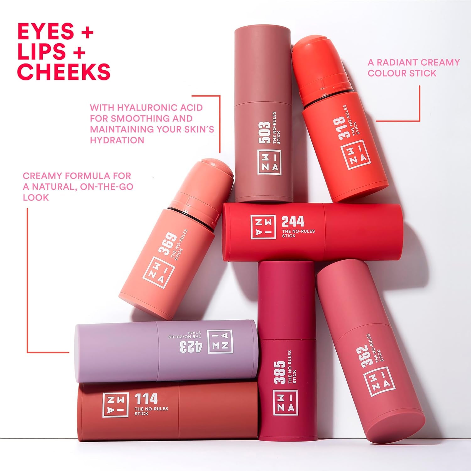 No-Rules Stick 503 - Skin Tone Blush Stick for Eyes, Lips, and Cheeks with Hyaluronic Acid - Cream Blusher for a Natural and Luminous Finish - Vegan and Cruelty-Free