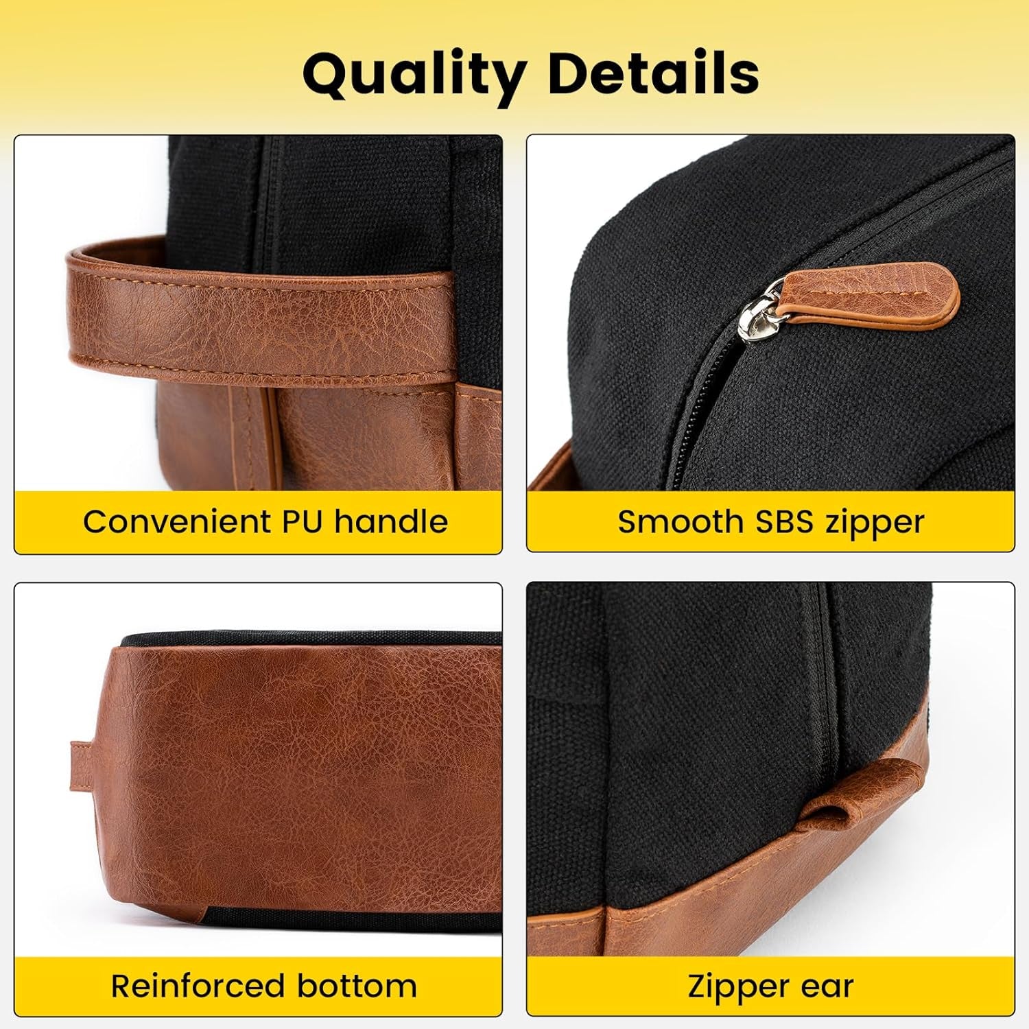 Hanging Travel Toiletry Bag for Men - Water-Resistant Canvas Shaving Kit, Large, Black