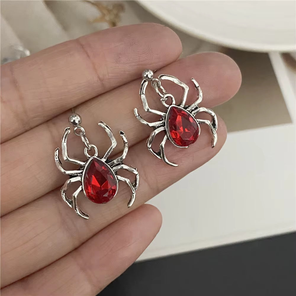 Vintage Gothic Style Stud Earrings for Women Men Black Red Color Spider Fashion Earrings Gift for Party Statement Ear Jewelry