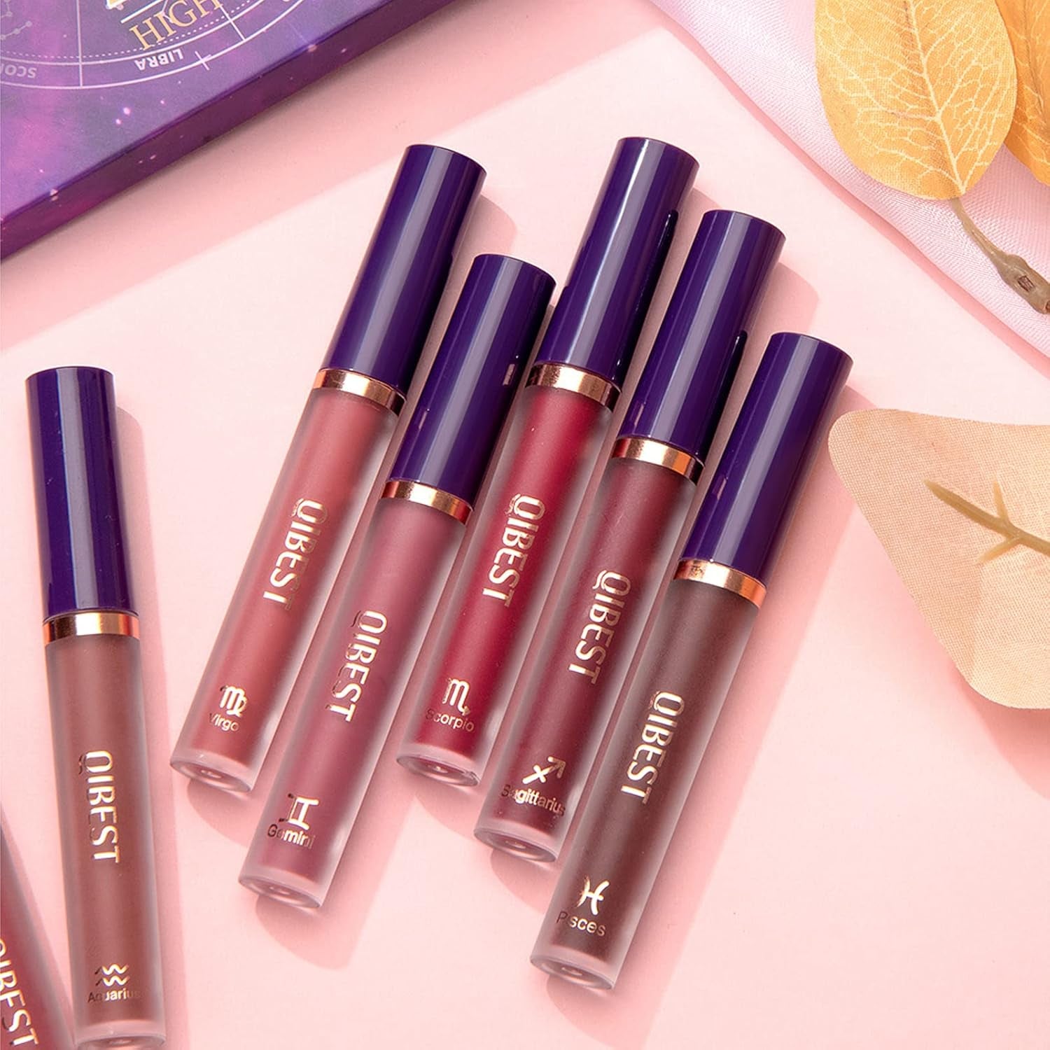 6-Piece Heart Crush Lip Glaze Ink Set, Vivid Color Lipstick with Juicy Glossy Finish, Long-Lasting Moisturizing Formula, Highly Pigmented Clear and Natural Makeup for Daily Use (B)
