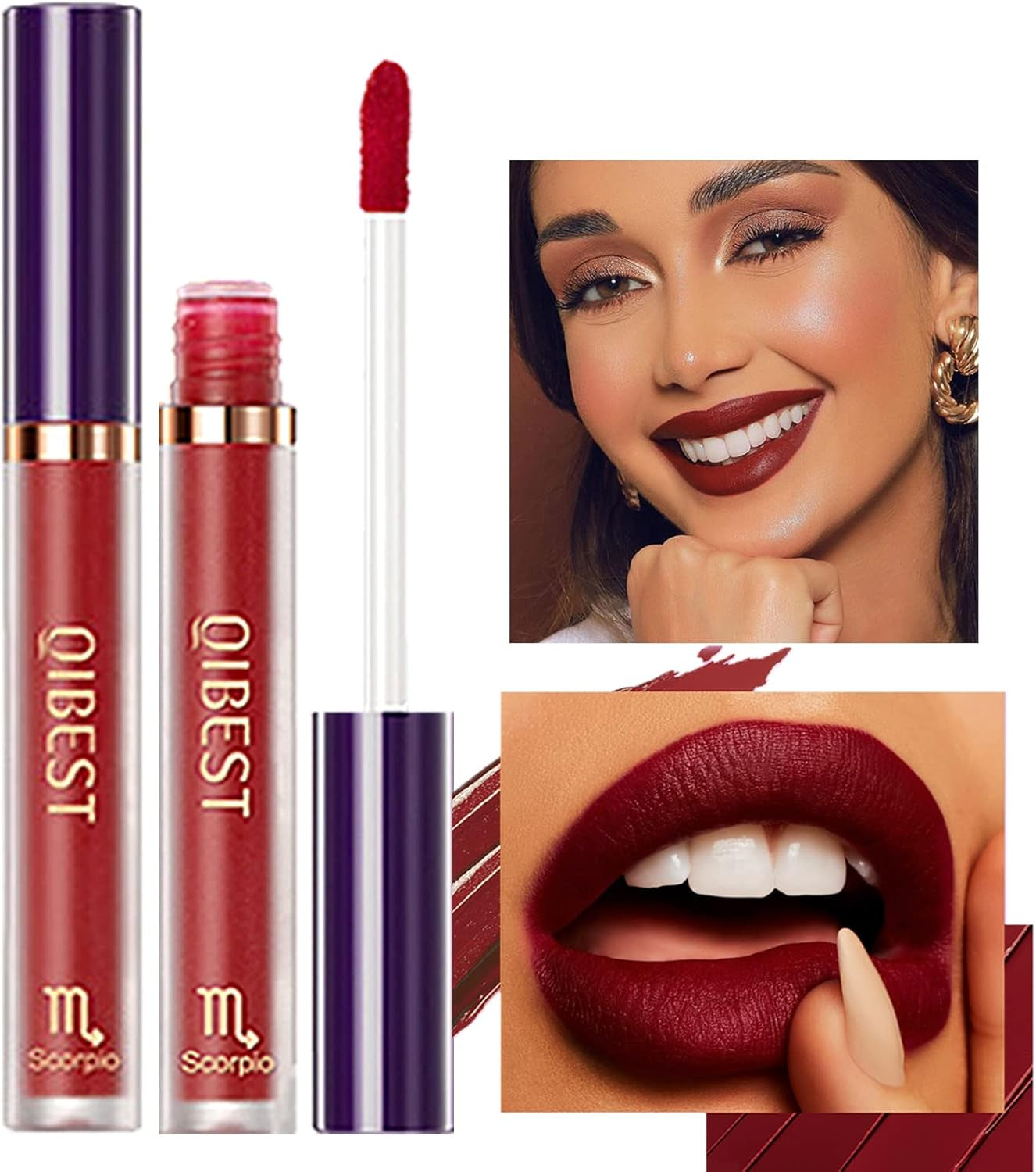 6-Piece Heart Crush Lip Glaze Ink Set, Vivid Color Lipstick with Juicy Glossy Finish, Long-Lasting Moisturizing Formula, Highly Pigmented Clear and Natural Makeup for Daily Use (B)