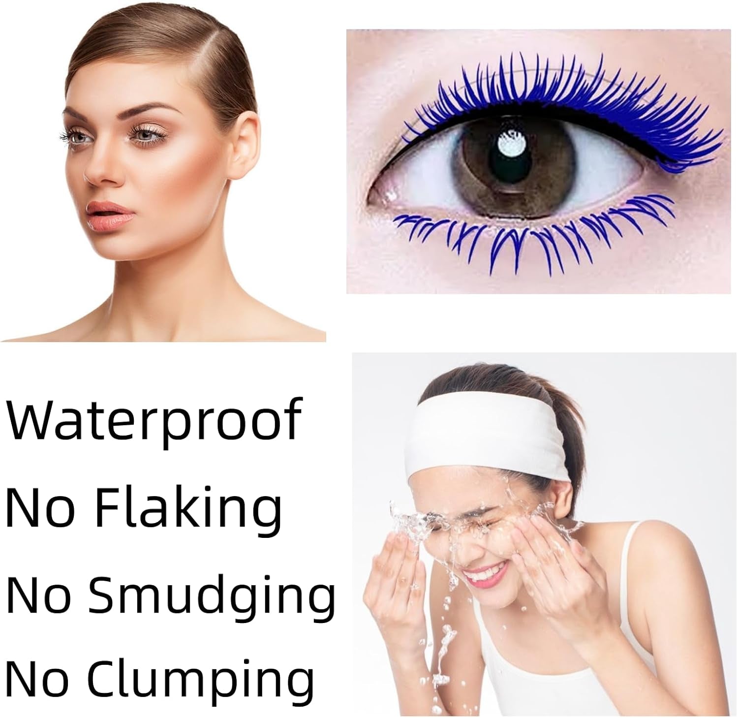 Cat Eye Waterproof Mascara in Blue - Fast-Drying, Curling, and Lengthening Formula for Stunning Eyelashes, Ideal for Parties and Stage Use