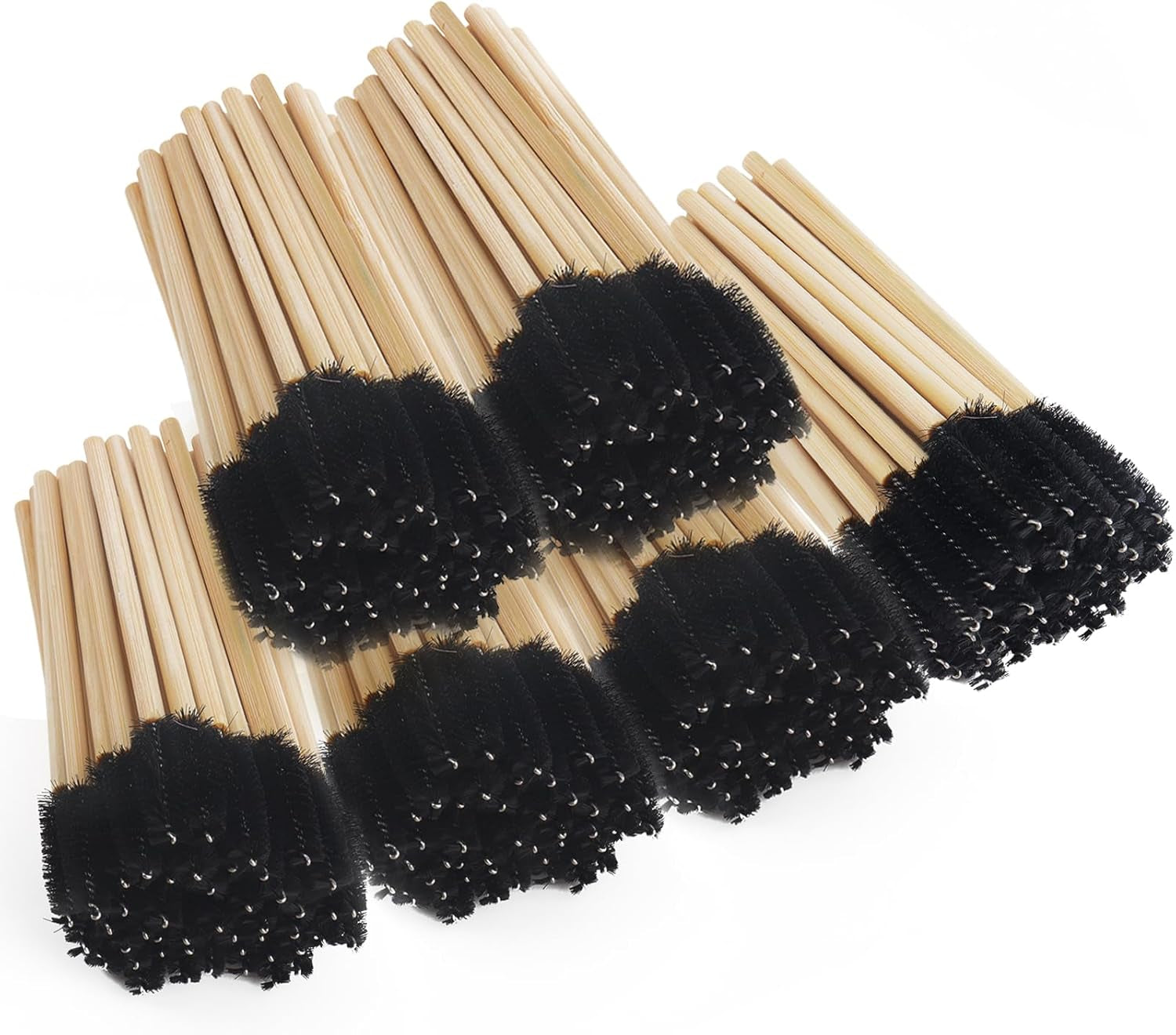 Disposable Mascara Wands and Eyelash Extension Brushes - Bulk Set of 150 (Bamboo Black)