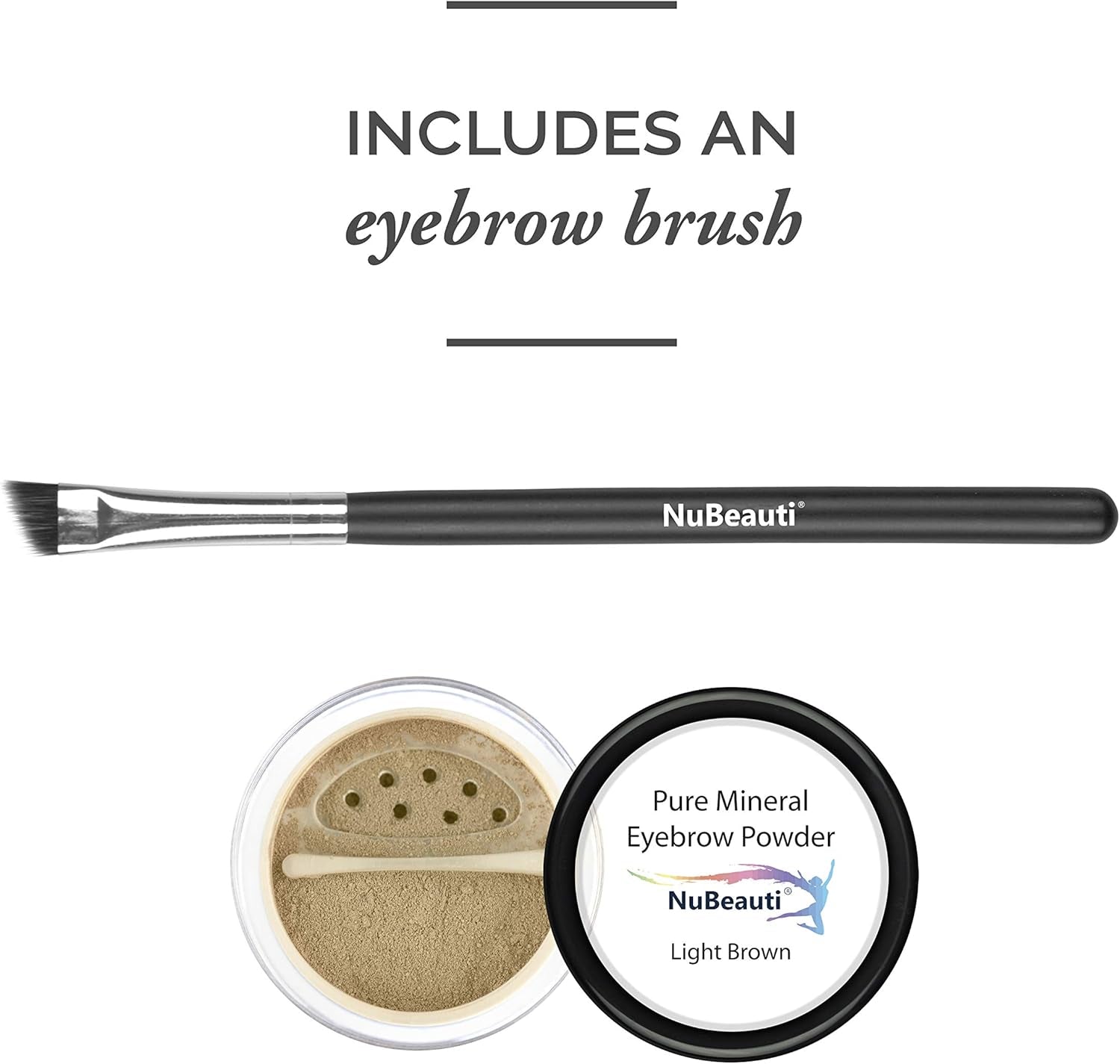 Natural Eyebrow Powder Kit with Professional Angled Brush – Mica-Based Formula in 10 Shades – Paraben and Chemical-Free Eyebrow Shaping Set