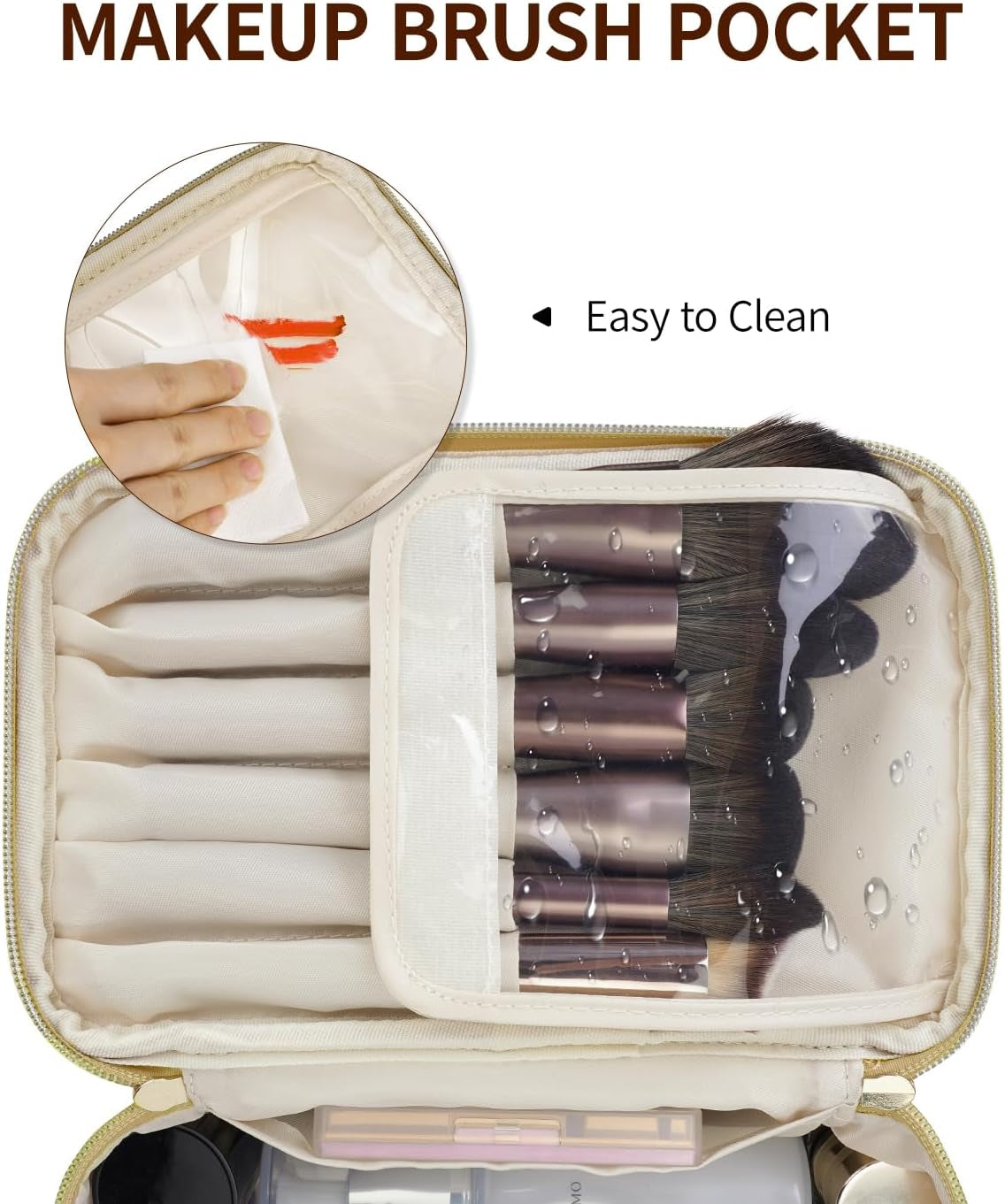 Travel Makeup Organizer and Cosmetic Brush Case for Women