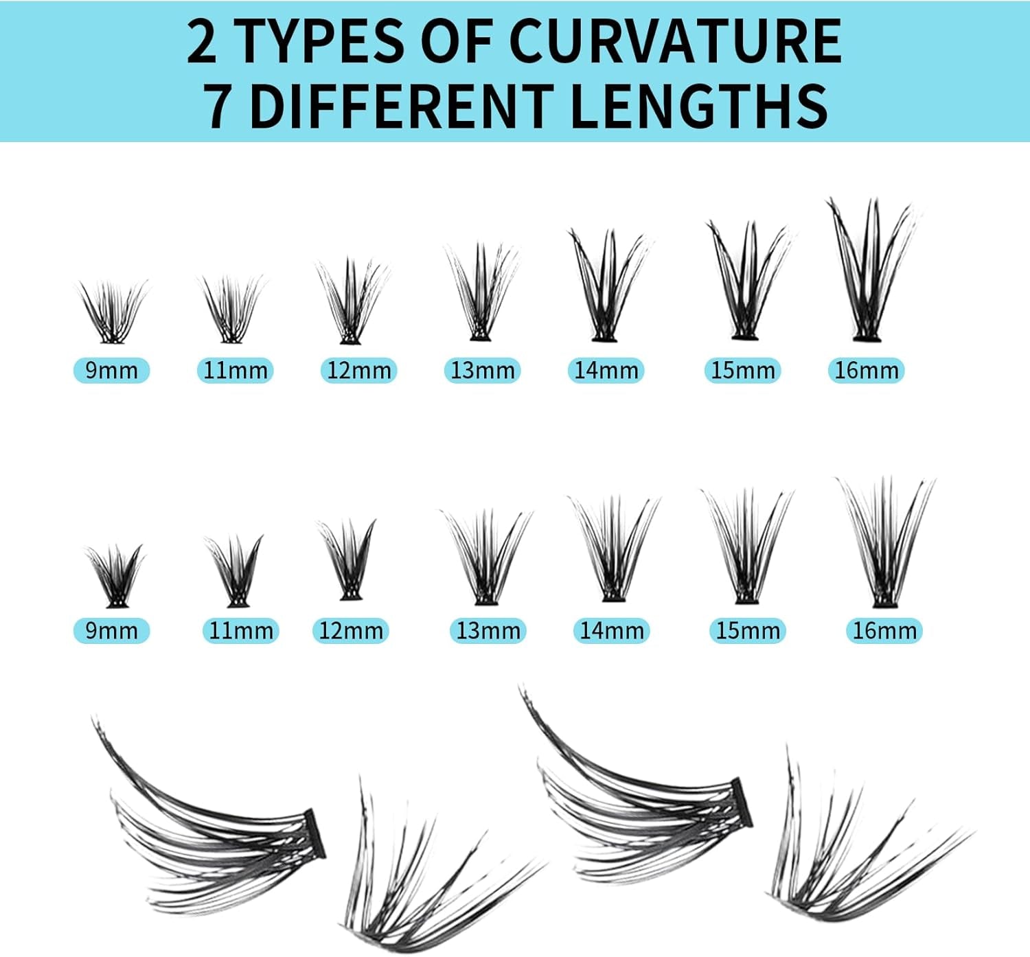 30D & 40D Wispy Lash Clusters (9-16mm) - DIY Natural D Curl Lash Extensions, 280 Pieces for Home Use