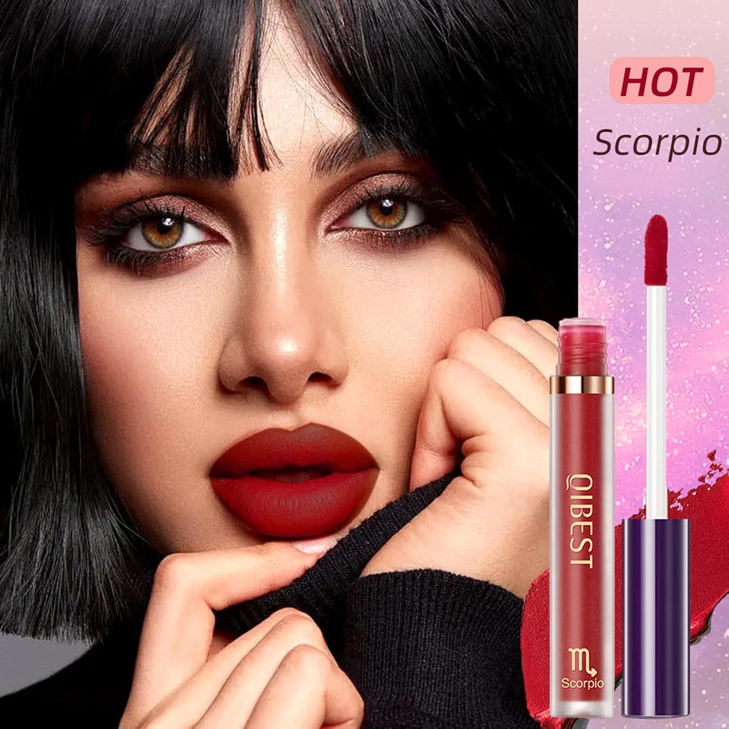 6-Piece Heart Crush Lip Glaze Ink Set, Vivid Color Lipstick with Juicy Glossy Finish, Long-Lasting Moisturizing Formula, Highly Pigmented Clear and Natural Makeup for Daily Use (B)