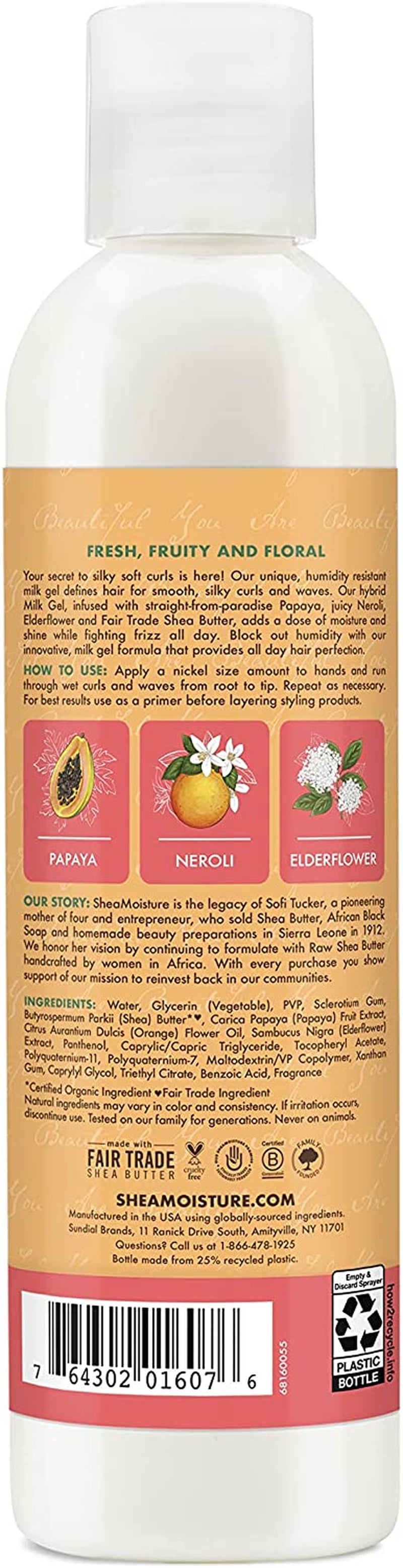 Milk Gel for Wavy and Curly Hair with Papaya and Neroli - Paraben-Free Curl Gel, 8 Ounces