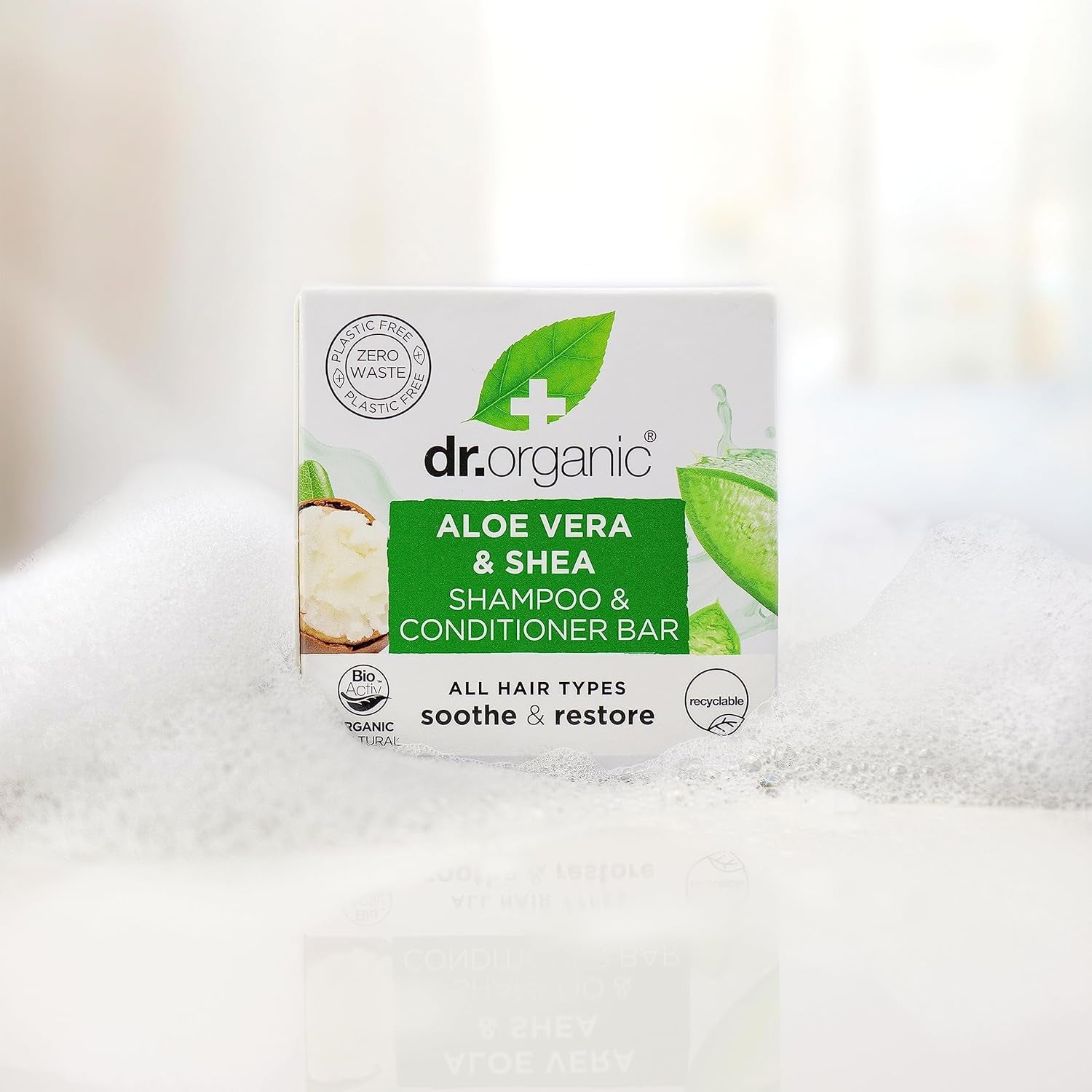 Dr. Organic Aloe Vera & Shea Shampoo and Conditioner Bar - Nourishing for Curly and Thick Hair, Plastic-Free, Natural, Vegan, Cruelty-Free, Paraben and SLS-Free, Organic, 75g