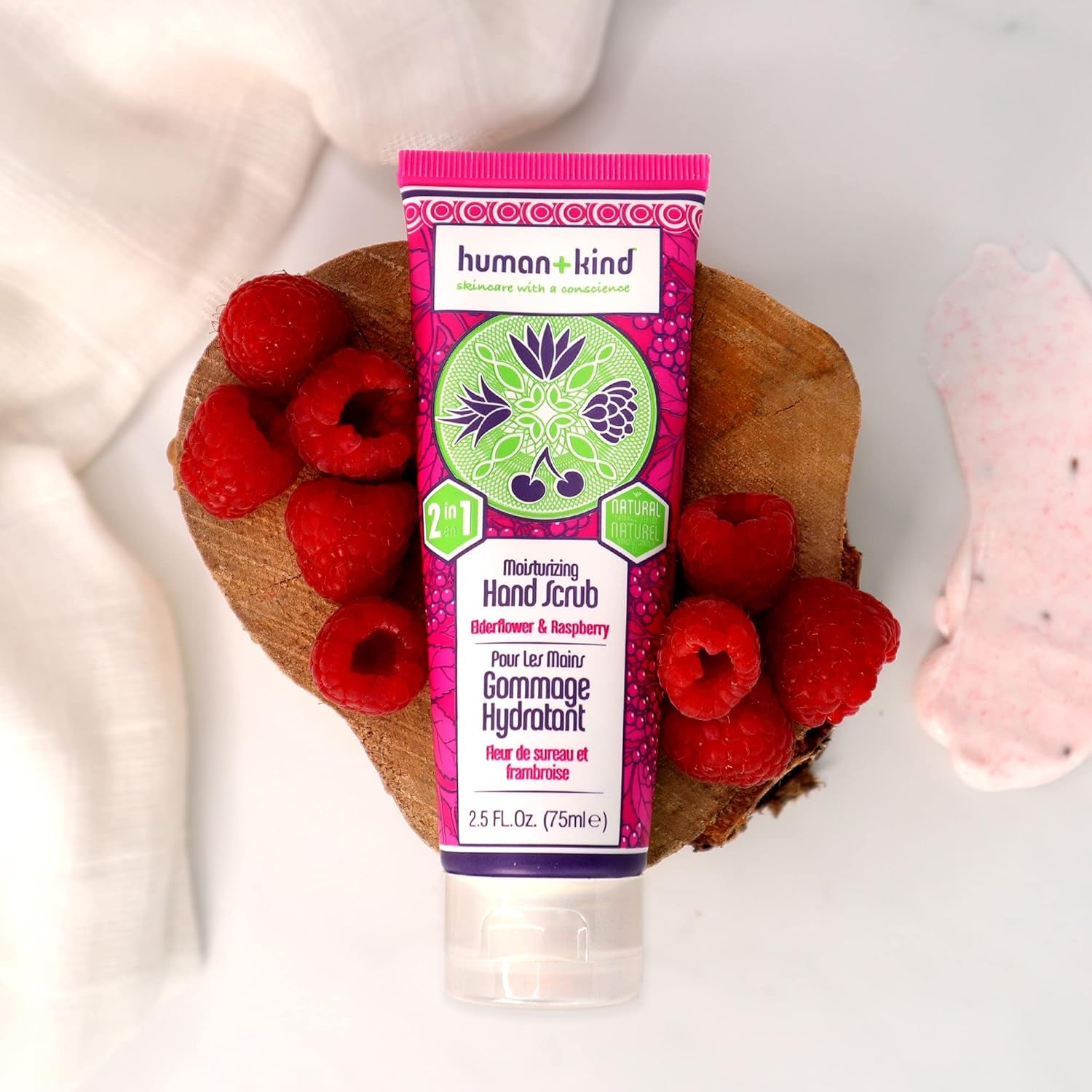 Moisturizing Hand Exfoliating Scrub for Soft and Smooth Skin - Gentle Repair for Dry, Cracked, and Peeling Hands with Shea Butter, Dried Raspberry Seeds, and Hydrated Silica - 75 ml
