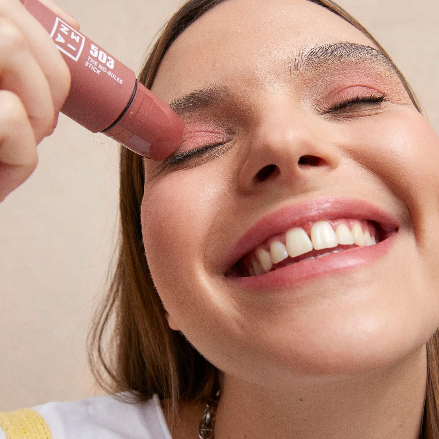 No-Rules Stick 503 - Skin Tone Blush Stick for Eyes, Lips, and Cheeks with Hyaluronic Acid - Cream Blusher for a Natural and Luminous Finish - Vegan and Cruelty-Free