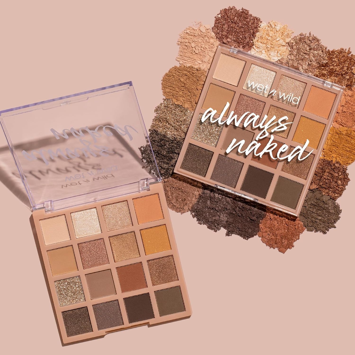 Always Naked Eyeshadow Palette: 16 Ultra-Pigmented Neutral Shades in Matte, Sparkle, and Glitter Finishes for Effortless Glam Looks