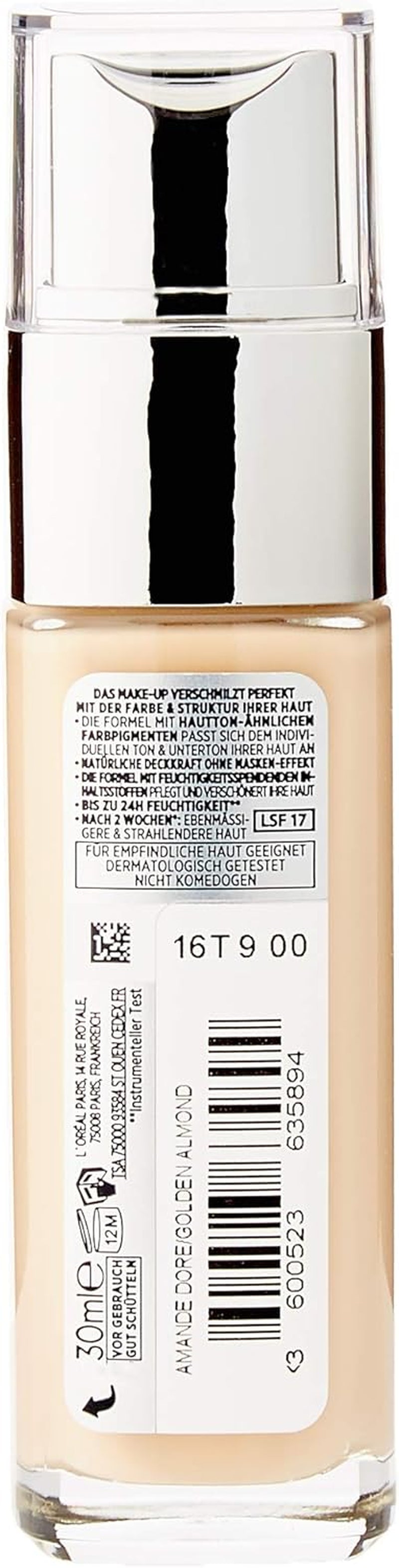 L'Oréal Paris Perfect Match Liquid Foundation with Hyaluronic Acid and Aloe Vera, Shade No. 2.D/2.W Golden Almond, 30 ml