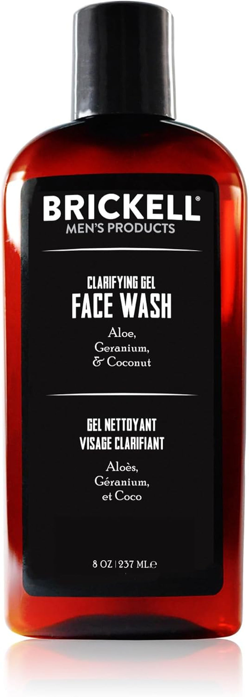 Brickell Men's Clarifying Gel Face Wash - Natural and Organic Foaming Daily Facial Cleanser with Geranium, Coconut, and Aloe - 8 Ounces, Scented