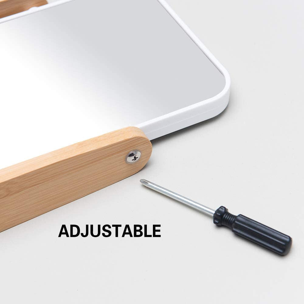 Professional Vanity Makeup Mirror with Bamboo Stand, 8-Inch Double-Sided 1X/3X Magnification and 360-Degree Swivel Design