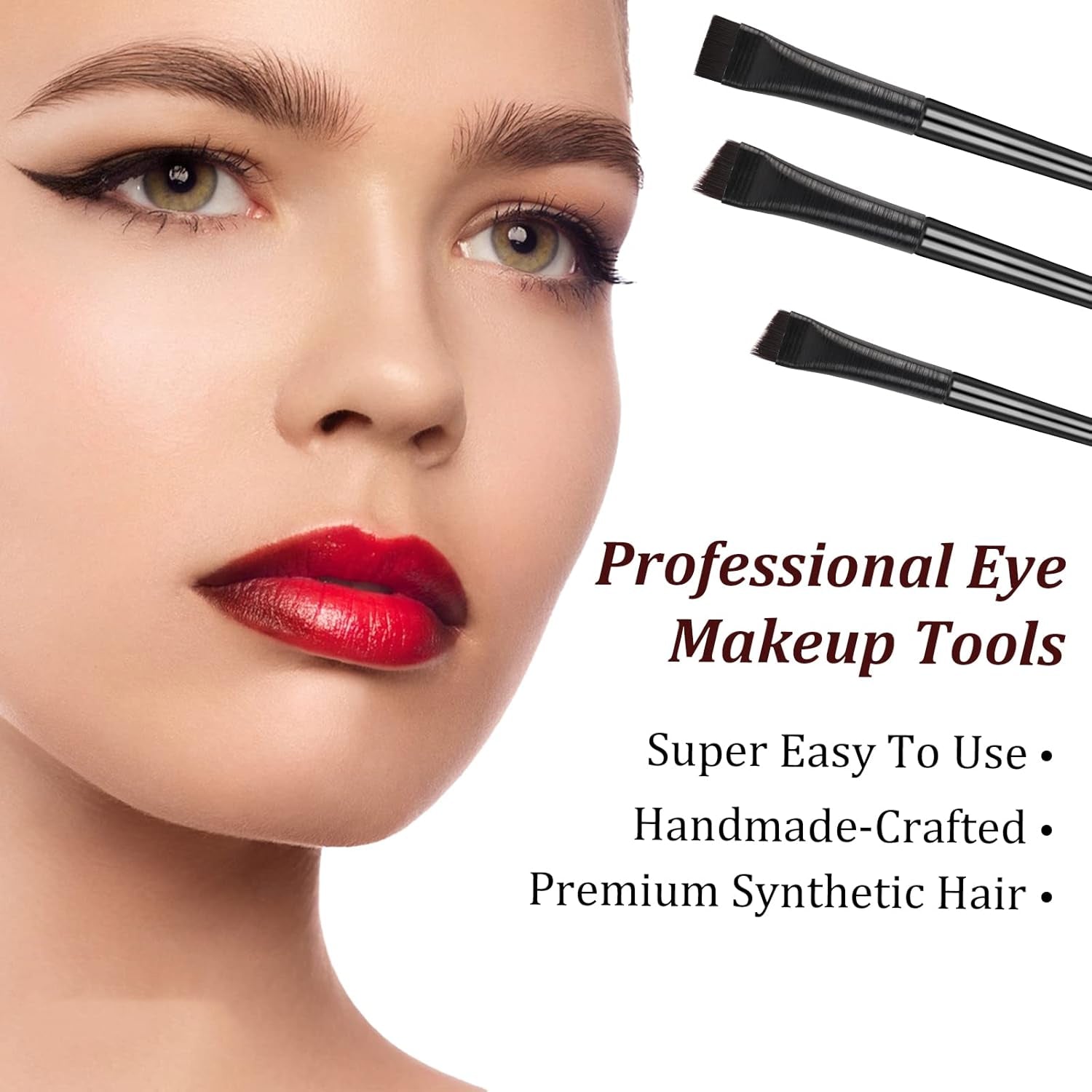 Precision Angled Eyeliner Brush Set - Ultra Thin Fine Point Brushes for Eyeliner and Eyebrow Concealing (Set of 3)