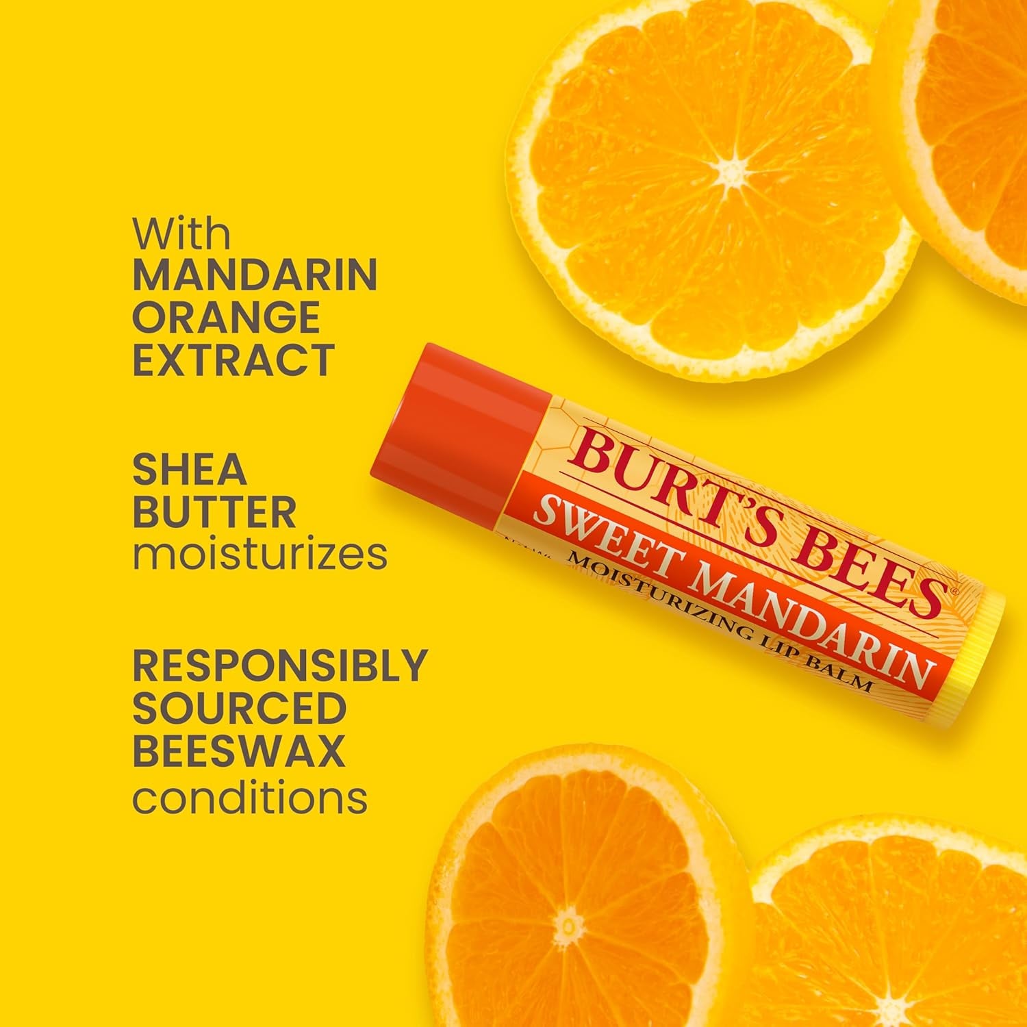 Natural Origin Moisturizing Lip Balm with Sweet Mandarin, 4.25g Tube