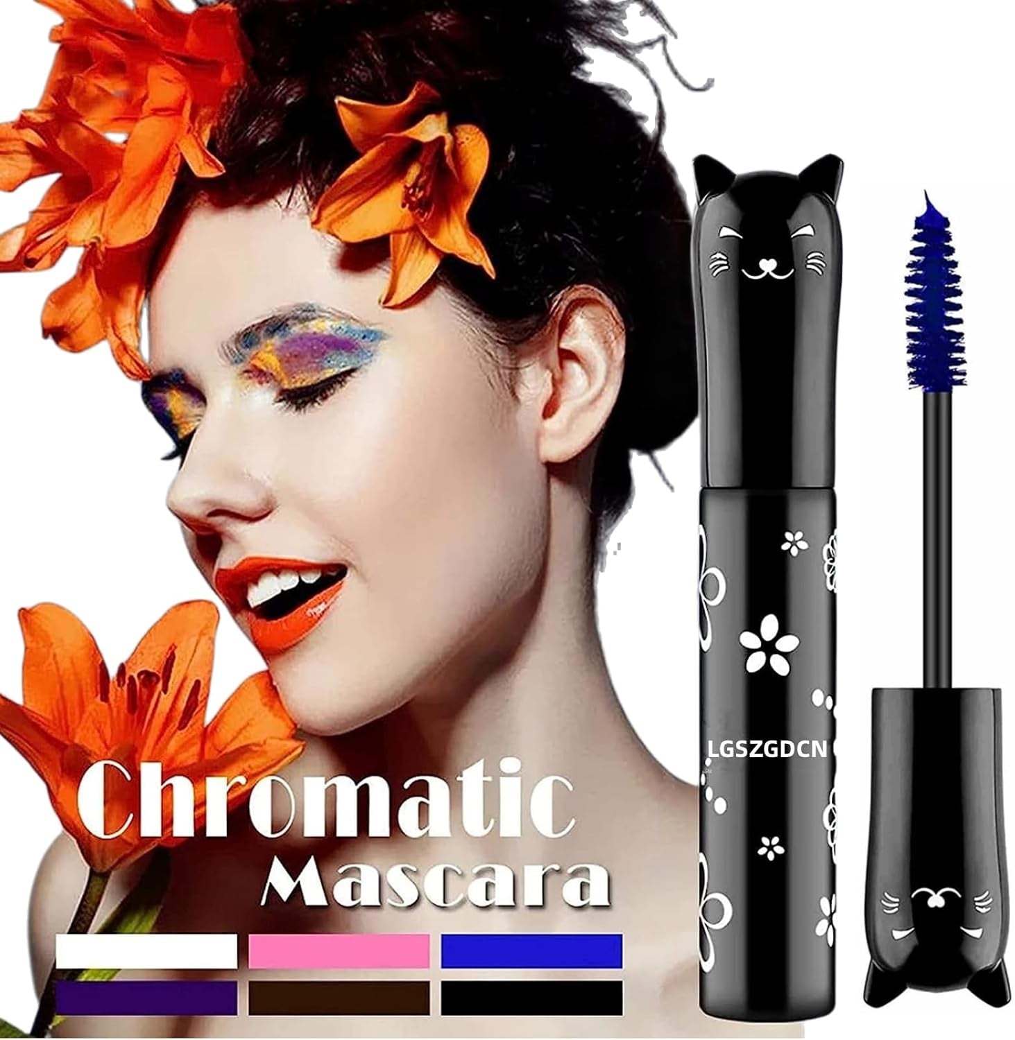 Cat Eye Waterproof Mascara in Blue - Fast-Drying, Curling, and Lengthening Formula for Stunning Eyelashes, Ideal for Parties and Stage Use