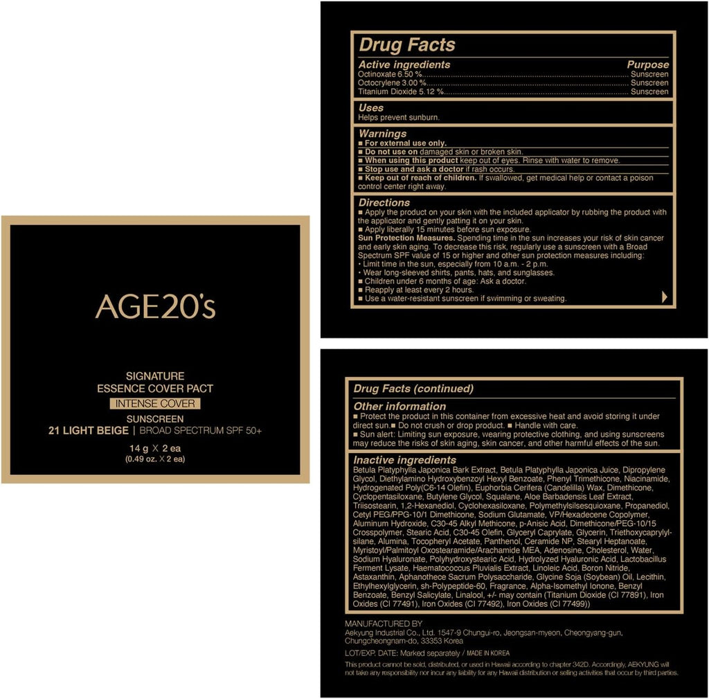 Signature Essence Cover Pact - Intense Coverage in 21 Light Beige