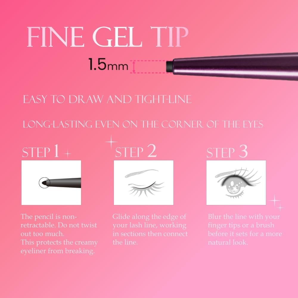 UP SP Long Stay Sharp Gel Liner - 01 Jet Black, 0.07g