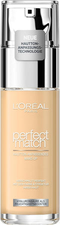L'Oréal Paris Perfect Match Liquid Foundation with Hyaluronic Acid and Aloe Vera, Shade No. 1.N Ivoire/Ivory, 30 ml