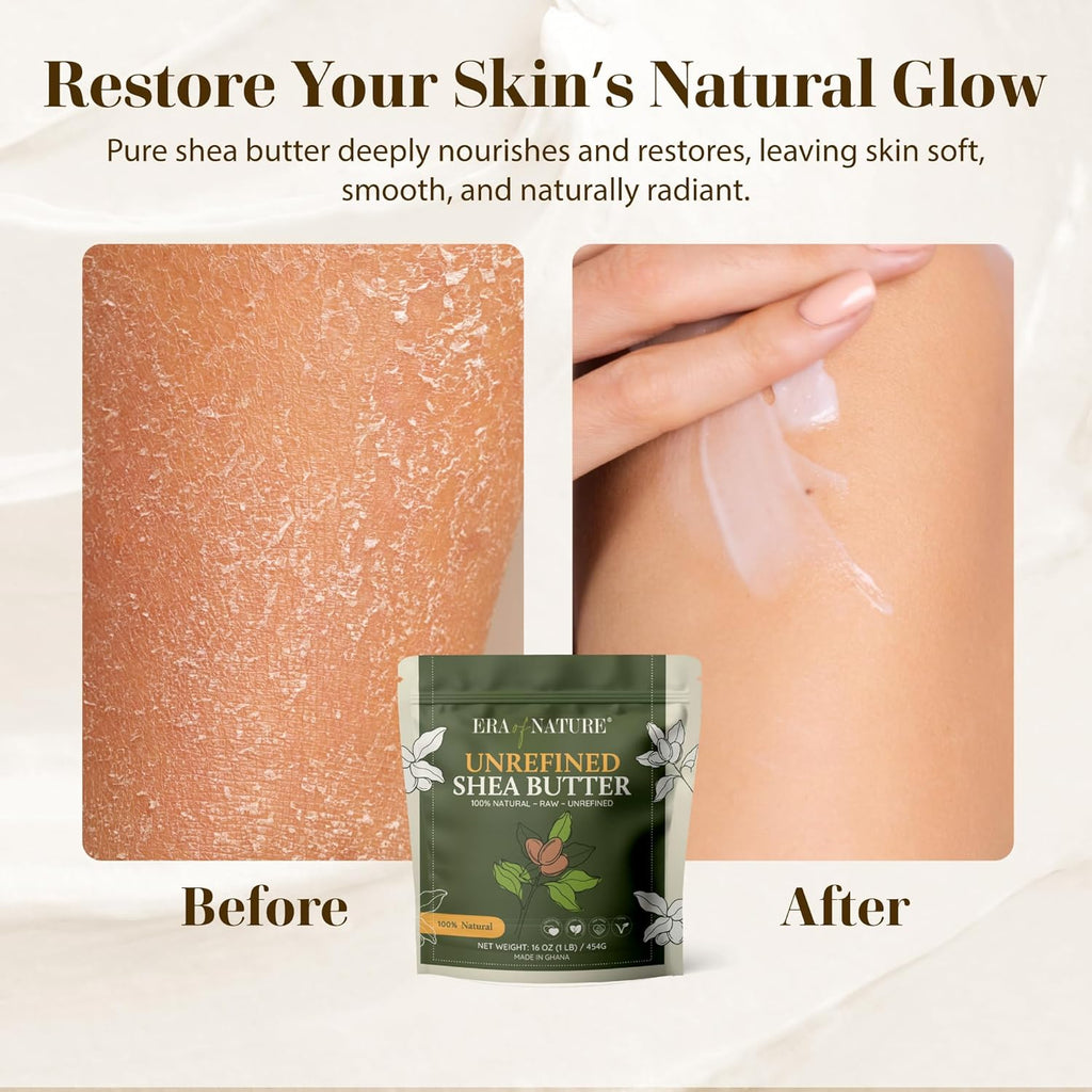 Organic Unrefined Raw African Ivory White Shea Butter 16 oz - Premium Moisturizing Shea Butter for Skin and Hair, Ideal for DIY Lip Balm, Cream, Soap, and Lotion Production