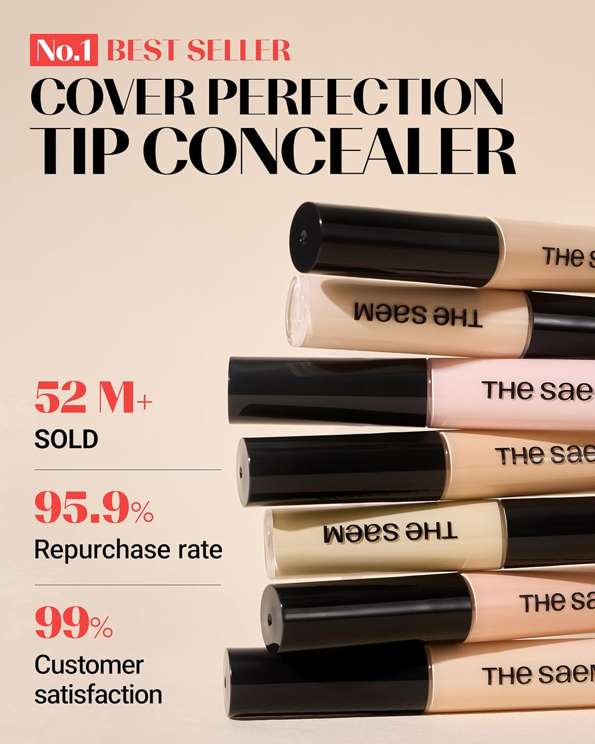 Cover Perfection Tip Concealer SPF 28 PA++ 6.5g - 1.75 Middle Beige, High Adhesive Formula for Blemish, Freckle, and Dark Circle Coverage