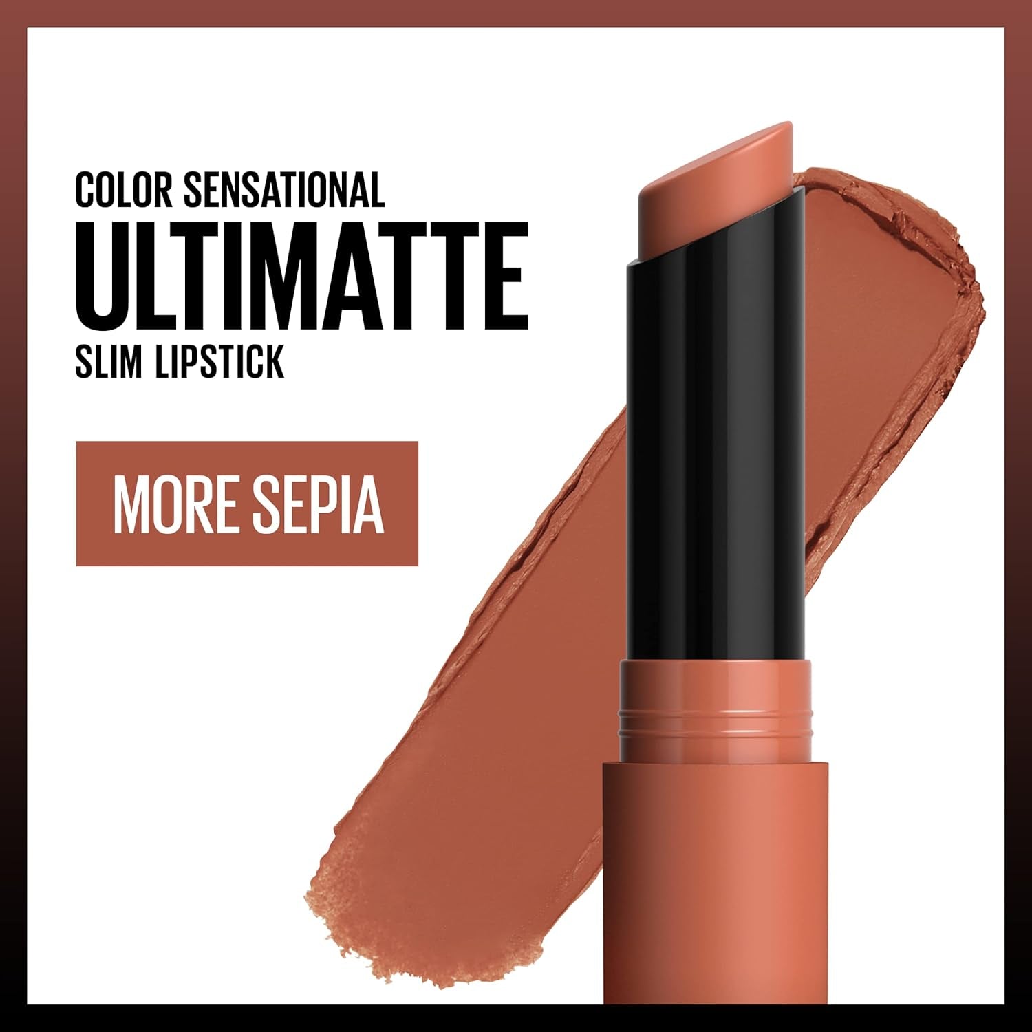Color Sensational Ultimatte Neo-Neutrals Slim Lipstick - Lightweight Blurring Formula with High-Impact Pigments in More Sepia, 0.06 Oz