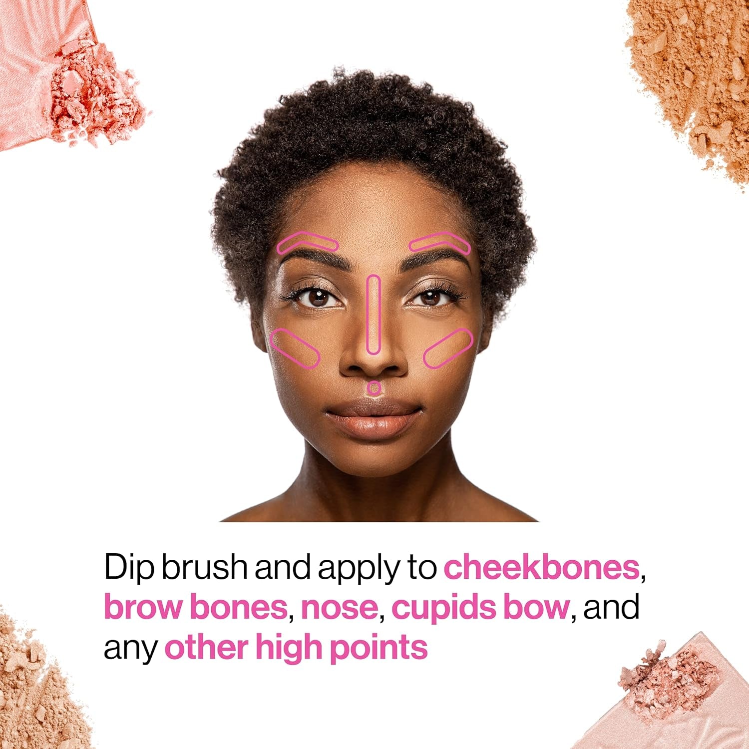 Megaglo Highlighting Powder - Highlighter Makeup for a Shimmering Pink Rose Gold Glow