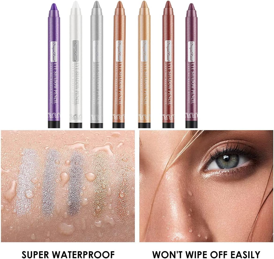 12-Piece Long-Lasting Glitter Eyeshadow Pencil Set with Multi-Purpose Eyeliner and Sharpener