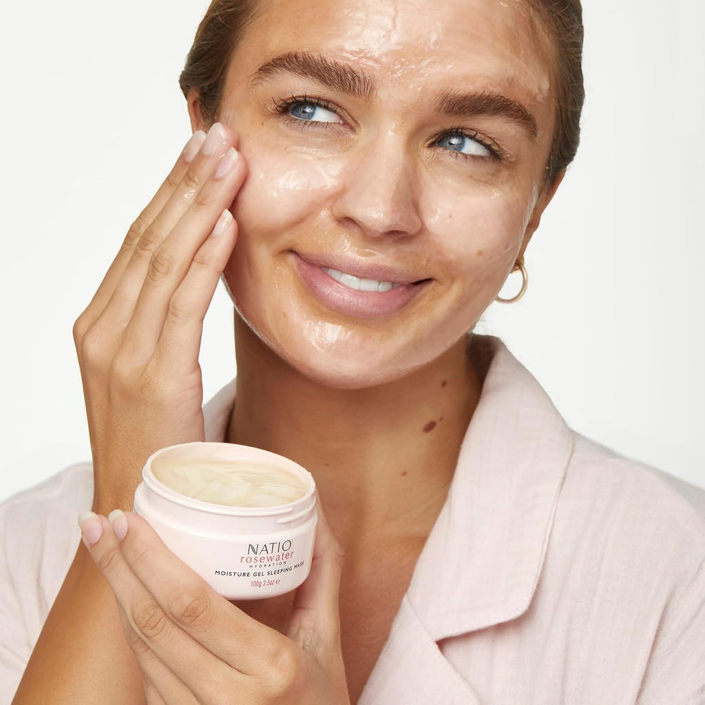 Australia Rosewater Hydration Moisture Gel Sleeping Mask 100G - Overnight Plumping Face Mask with Rosewater, Hyaluronate, and Calendula - Universal Face Moisturiser - Made in Australia