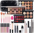 Comprehensive Makeup Kit for Women and Teens - Includes Eyeshadow, Lip Gloss, Lipstick, Makeup Brushes, Eyebrow Pencil, Eyeliner, Liquid Concealer, Foundation Primer, and Makeup Bag