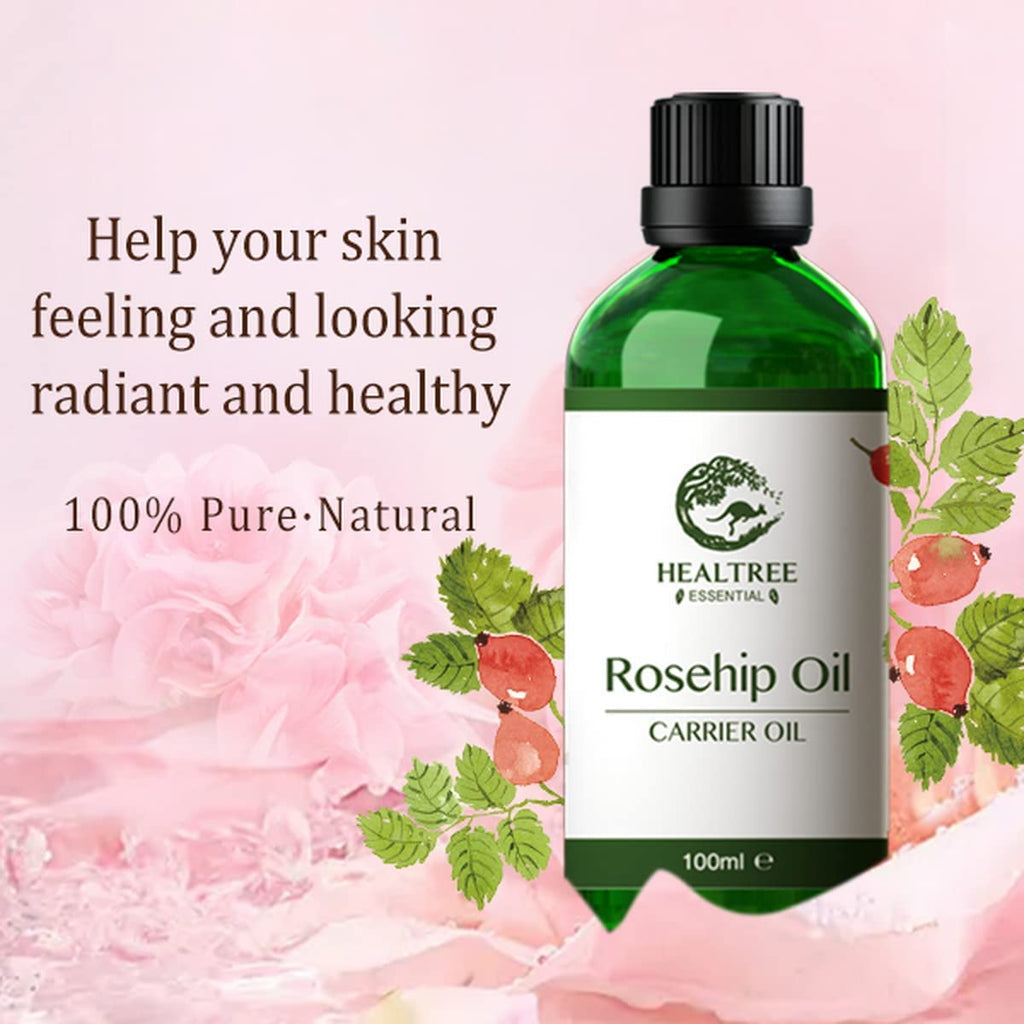 Rosehip Oil 100ml - 100% Pure Cold Pressed Virgin Grade for Skin Care, Face Moisturizer, and Body Massage Essential Oil