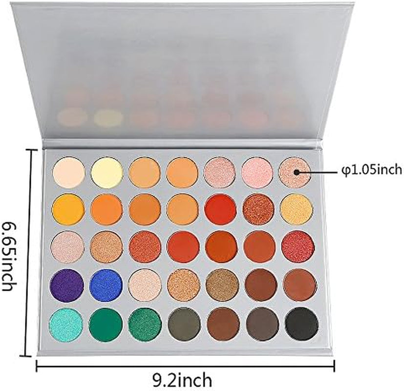 Valuemakers 35-Color Highly Pigmented Eyeshadow Palette - Matte and Shimmer Finish in Vibrant Green, Red, Gold, Pink, Nude, Yellow, and Blue Tones - Vegan Formula