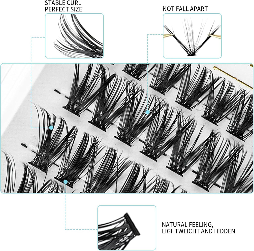 30D & 40D Wispy Lash Clusters (9-16mm) - DIY Natural D Curl Lash Extensions, 280 Pieces for Home Use