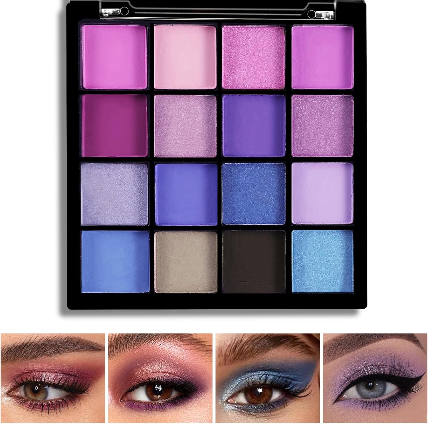 16-Color Colorful Eyeshadow Palette - Matte and Glitter Shades for Effortless Glamour Looks, Blendable and Buildable Formula