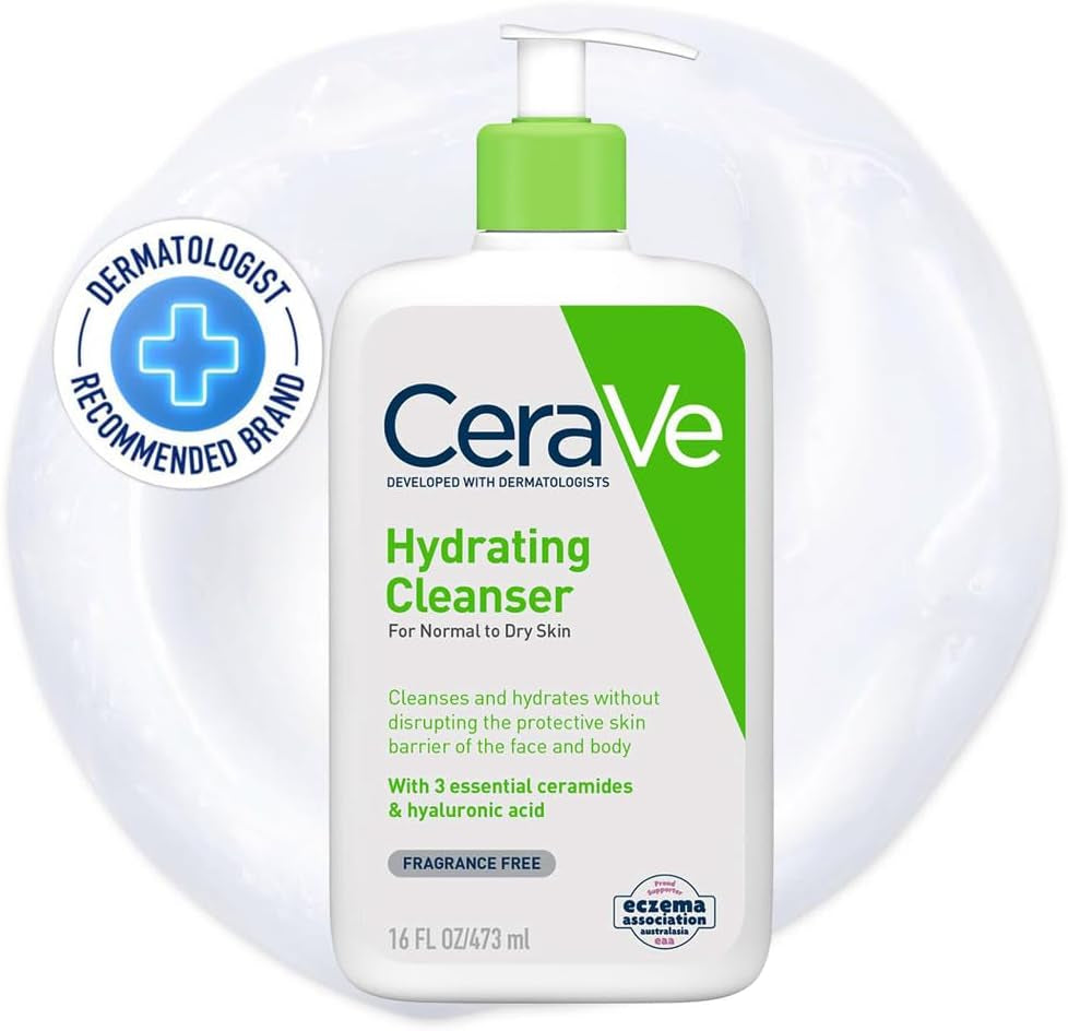 Hydrating Facial Cleanser 473ml for Normal to Dry Skin with Hyaluronic Acid and Essential Ceramides - Gently Cleanses and Hydrates While Preserving Skin's Natural Barrier