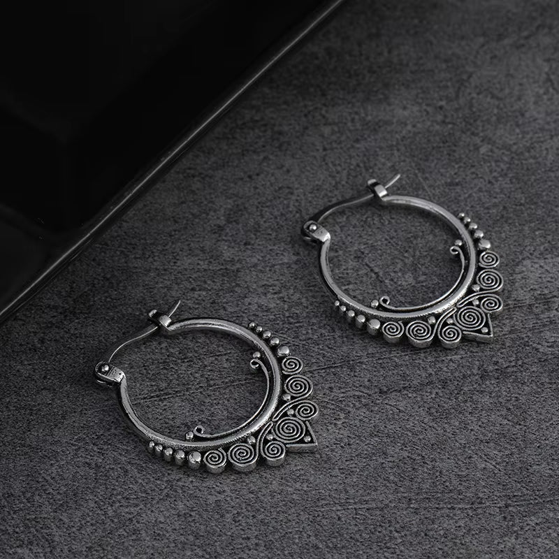 Vintage 925 Silver Needle Hypoallergenic Hoop Earrings for Women Classic Jewelry for Men Women Indian Boho Jewelry