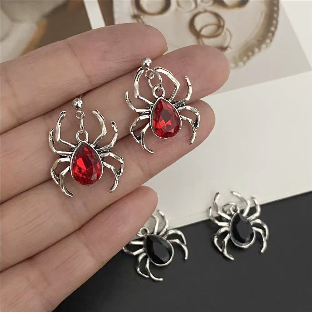 Vintage Gothic Style Stud Earrings for Women Men Black Red Color Spider Fashion Earrings Gift for Party Statement Ear Jewelry