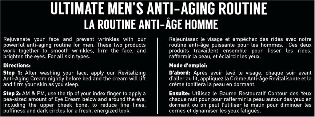 Brickell Men's Ultimate Anti-Aging Skincare Set: Night Face Cream and Eye Cream for Puffiness, Wrinkles, and Dark Circles, Natural and Organic Formula