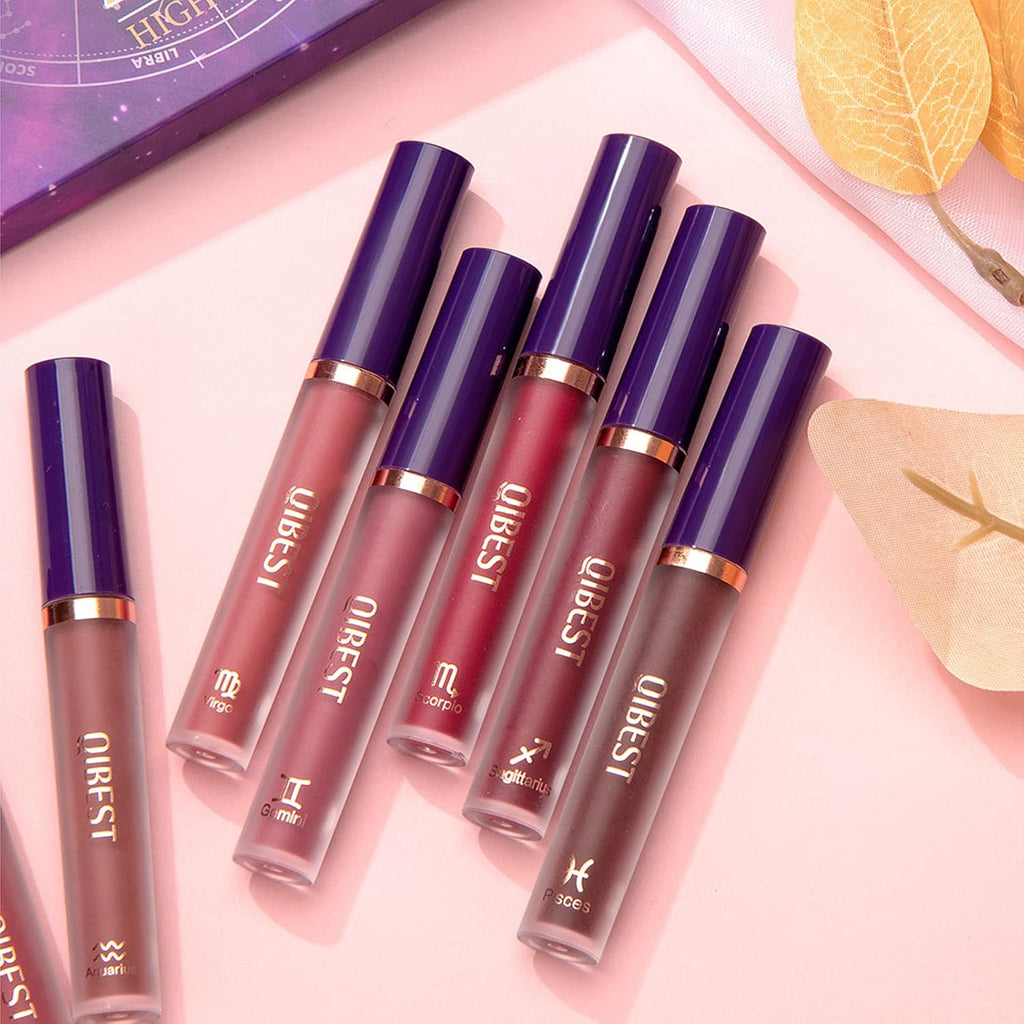 6-Piece Heart Crush Lip Glaze Ink Set, Vivid Color Lipstick with Juicy Glossy Finish, Long-Lasting Moisturizing Formula, Highly Pigmented Clear and Natural Makeup for Daily Use (B)