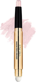 Dual-End Shimmer Eyeshadow Stick with Soft Brush - Waterproof and Long-Lasting Pearl Eyeshadow Pencil in Light Gold Shimmer (02)