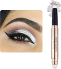 Eye Brightening Cream Eyeshadow Stick with Glitter Shimmer and Soft Brush Applicator (01# Pearl White Shimmer)