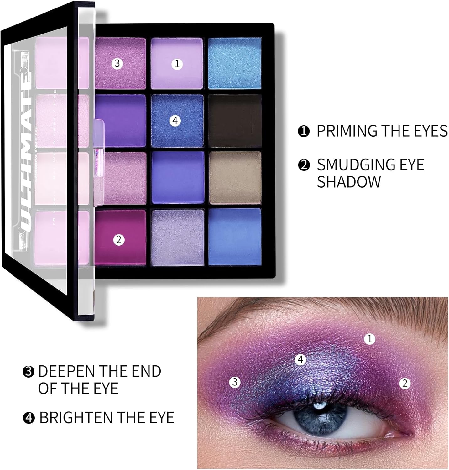 16-Color Colorful Eyeshadow Palette - Matte and Glitter Shades for Effortless Glamour Looks, Blendable and Buildable Formula