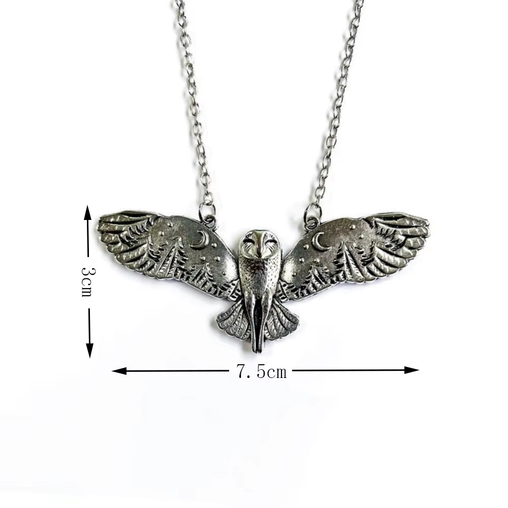New Retro Men'S and Women'S Necklace Creative Owl Pendant Wings Flying Holiday Jewelry Holiday Gifts