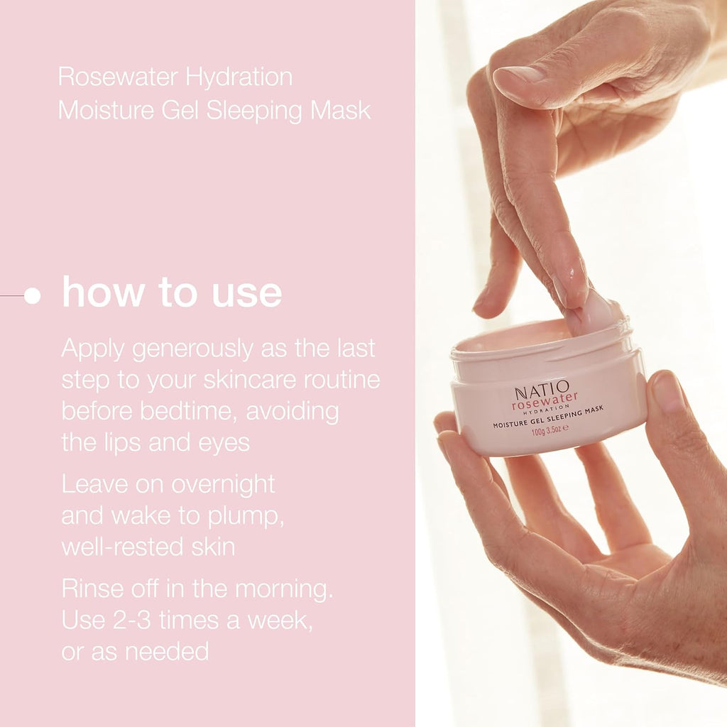 Australia Rosewater Hydration Moisture Gel Sleeping Mask 100G - Overnight Plumping Face Mask with Rosewater, Hyaluronate, and Calendula - Universal Face Moisturiser - Made in Australia