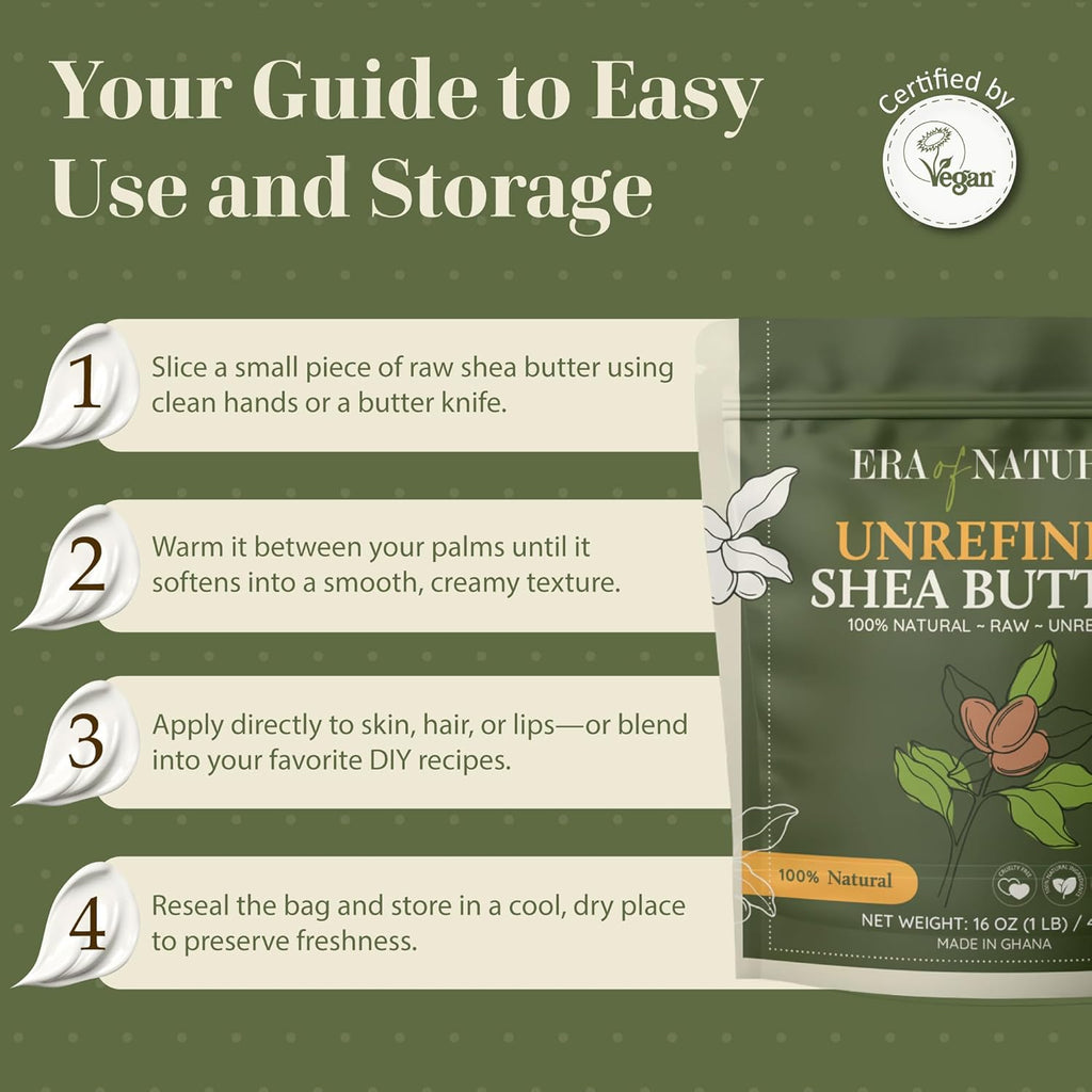 Organic Unrefined Raw African Ivory White Shea Butter 16 oz - Premium Moisturizing Shea Butter for Skin and Hair, Ideal for DIY Lip Balm, Cream, Soap, and Lotion Production