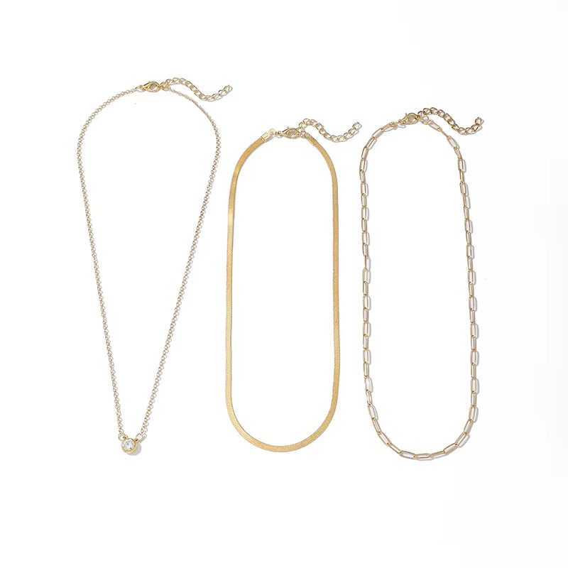 Vintage Boho Multilayer Gold Color Crystal Pendant Necklace Snake Chain for Women Men Valentine'S Jewelry Gift X0212