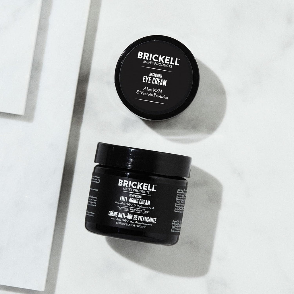 Brickell Men's Ultimate Anti-Aging Skincare Set: Night Face Cream and Eye Cream for Puffiness, Wrinkles, and Dark Circles, Natural and Organic Formula